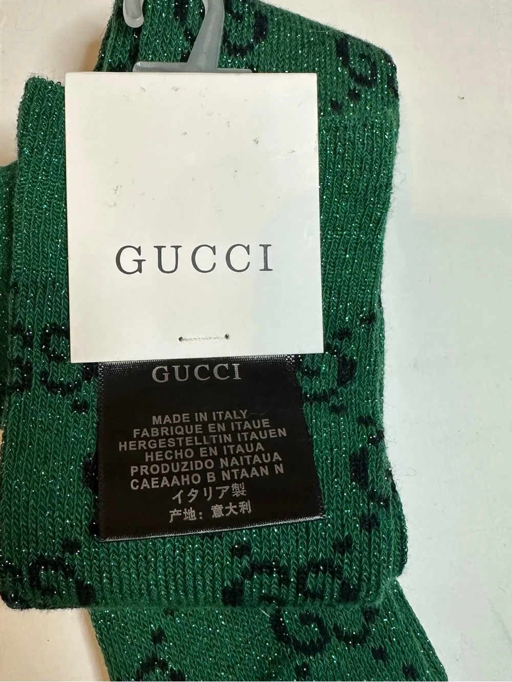 Gucci Green GG Sparkle Crew Socks